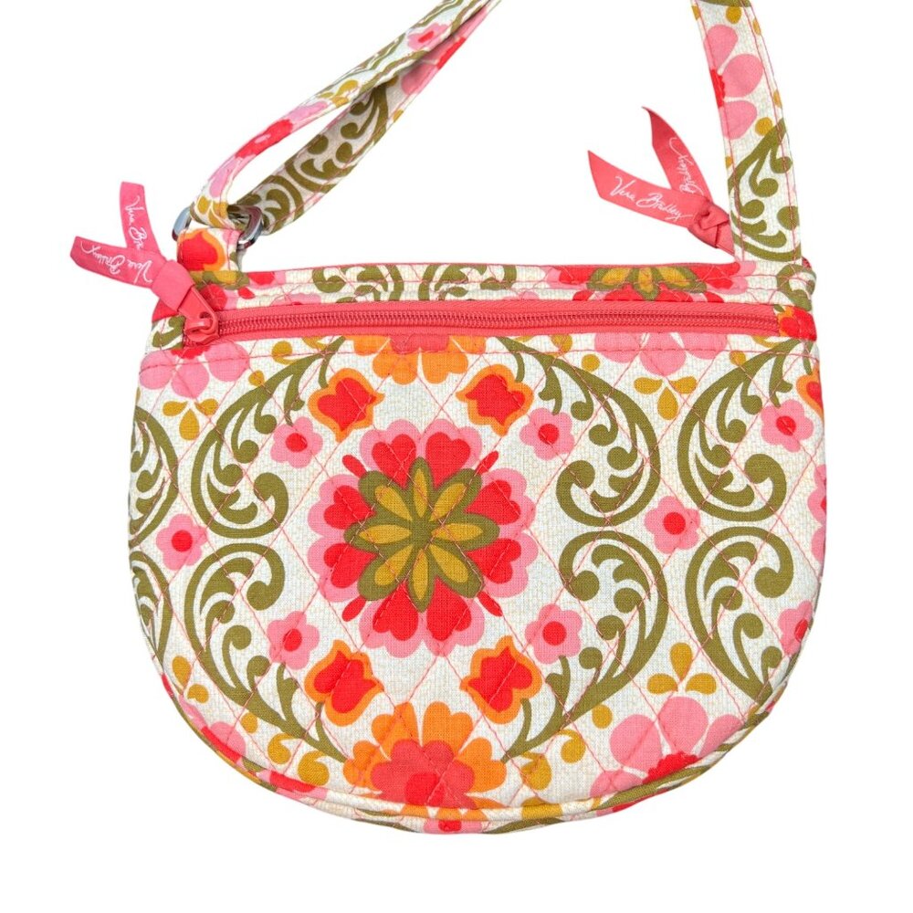 Vera Bradley Folkloric Print Quilted Saddle Up Shoulder Bag Purse Retired Pink